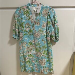 Lilly Pulitzer Blue and Green Floral Dress